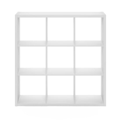 Furinno Cubicle Open Back Decorative Cube Storage Organizer, 9-Cube, White