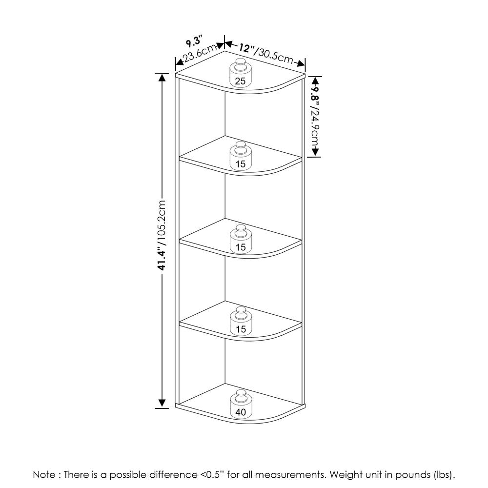Furinno Pasir 4-Tier Corner Open Shelf Bookcase, Blackwood