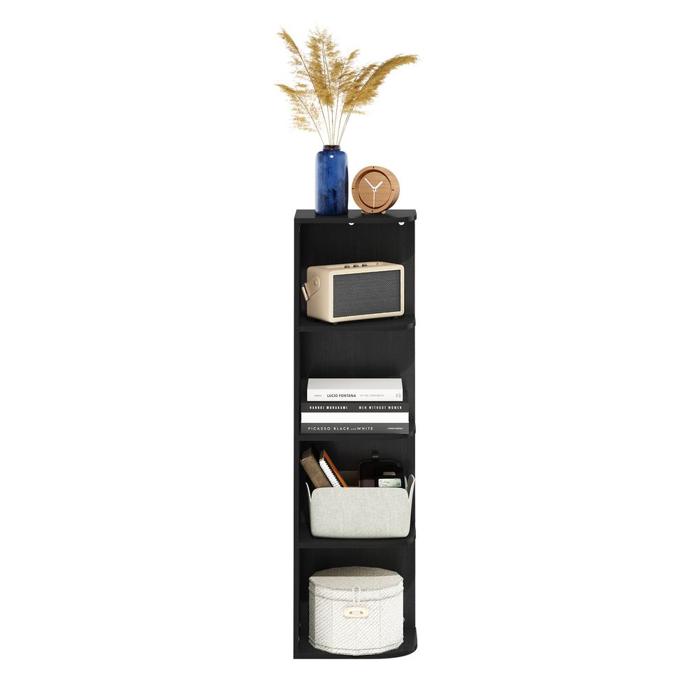 Furinno Pasir 4-Tier Corner Open Shelf Bookcase, Blackwood