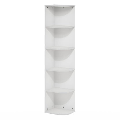 Furinno Pasir 5-Tier Corner Open Shelf Bookcase, White
