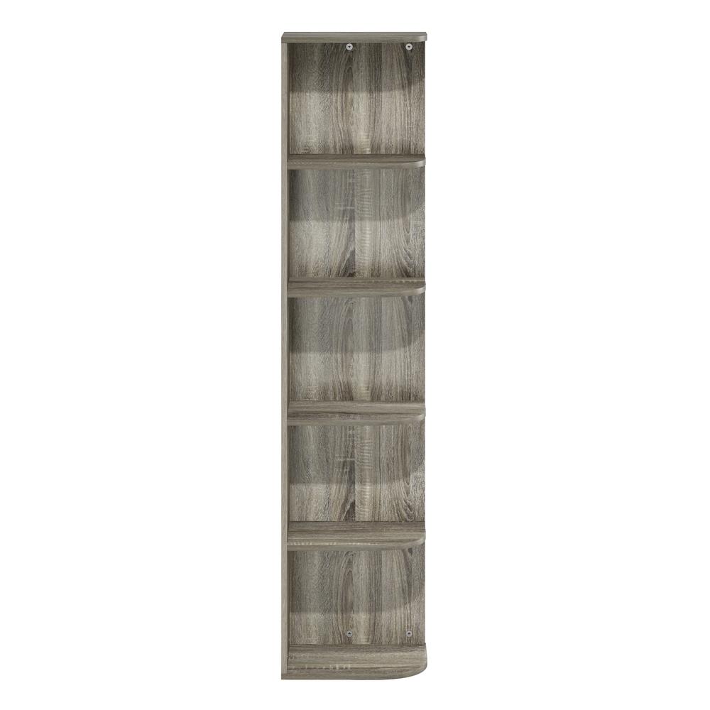 Furinno Pasir 5-Tier Corner Open Shelf Bookcase, French Oak