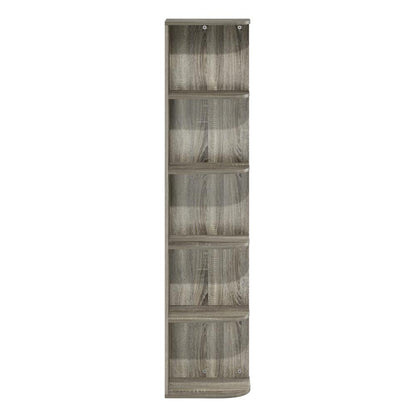 Furinno Pasir 5-Tier Corner Open Shelf Bookcase, French Oak