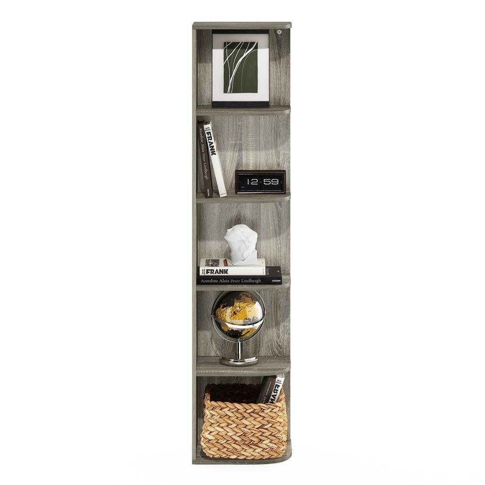Furinno Pasir 5-Tier Corner Open Shelf Bookcase, French Oak