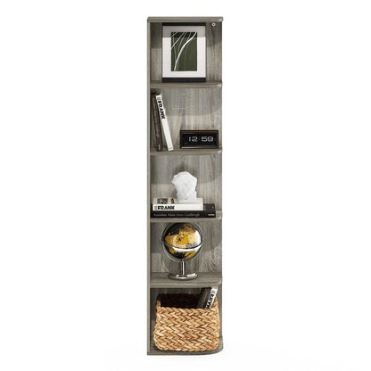 Furinno Pasir 5-Tier Corner Open Shelf Bookcase, French Oak