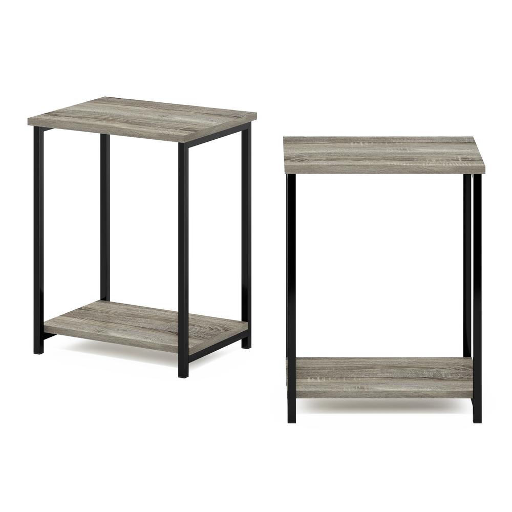 Furinno Simplistic Industrial Metal Frame End Table, 2-Pack, French Oak