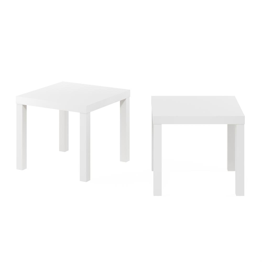 Furinno Classic Homey Square Side Table, Set of 2, White