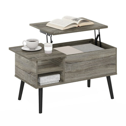 Lift Top Coffee Table, Storage Shelf, Side Shelf, Hidden Compartment, Grey Oak