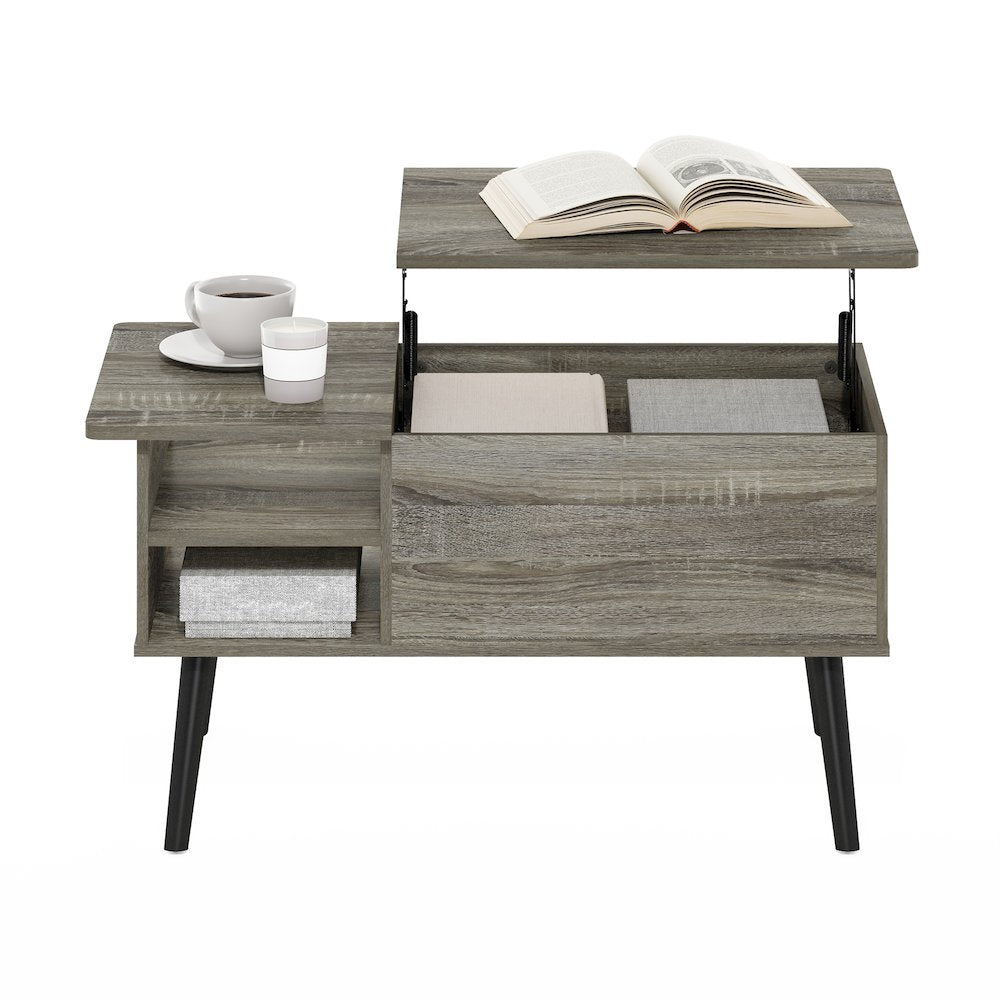 Lift Top Coffee Table, Storage Shelf, Side Shelf, Hidden Compartment, Grey Oak