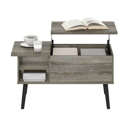 Lift Top Coffee Table, Storage Shelf, Side Shelf, Hidden Compartment, Grey Oak