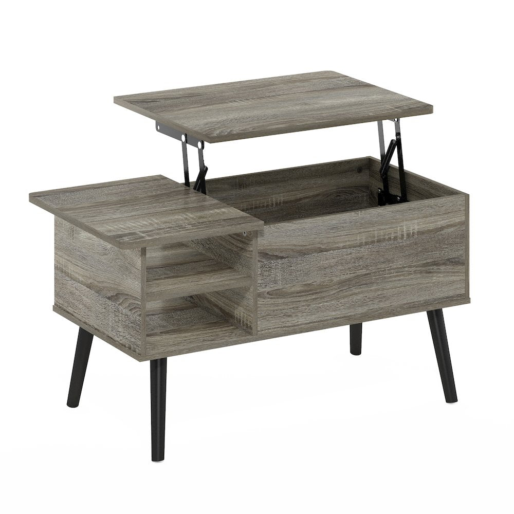 Lift Top Coffee Table, Storage Shelf, Side Shelf, Hidden Compartment, Grey Oak