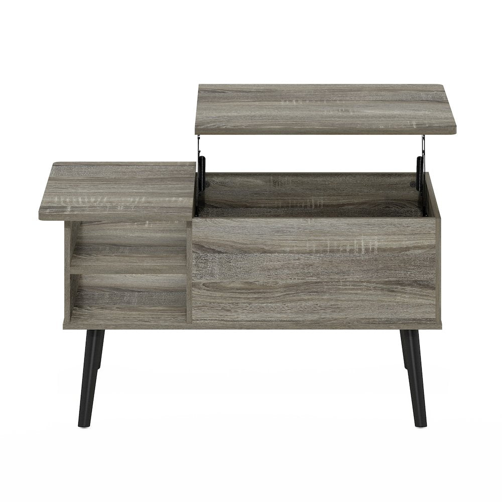 Lift Top Coffee Table, Storage Shelf, Side Shelf, Hidden Compartment, Grey Oak