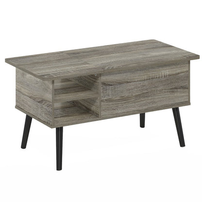 Lift Top Coffee Table, Storage Shelf, Side Shelf, Hidden Compartment, Grey Oak