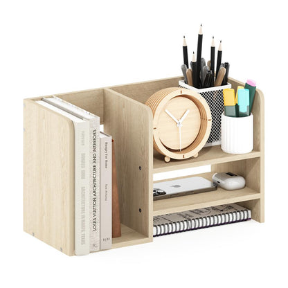 Wood Desktop Book and Home Office Supplies Storage Organizer,