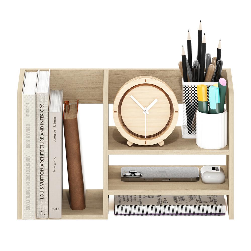 Wood Desktop Book and Home Office Supplies Storage Organizer,