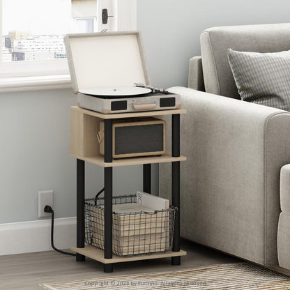 Just 3-Tier Turn-N-Tube Open Storage End Table, Bauhaus Oak/Black