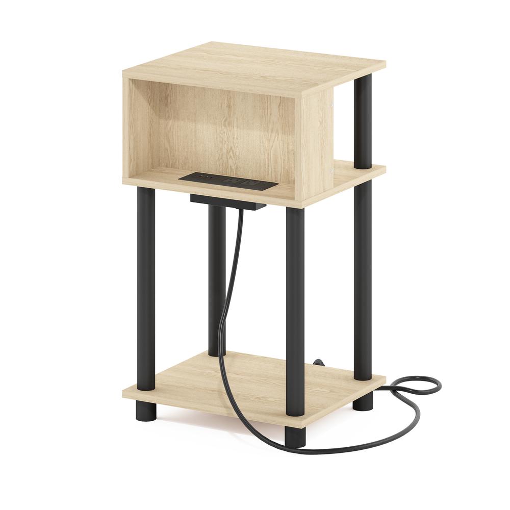 Just 3-Tier Turn-N-Tube Open Storage End Table, Bauhaus Oak/Black
