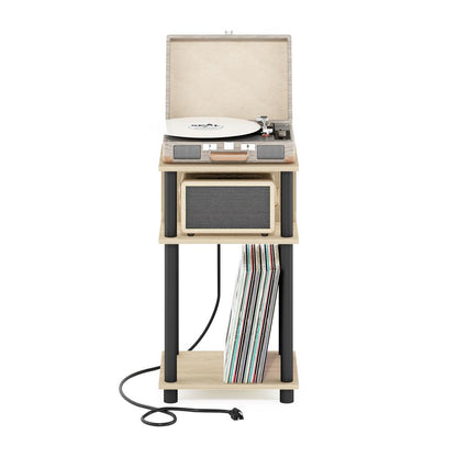 Just 3-Tier Turn-N-Tube Open Storage End Table, Bauhaus Oak/Black