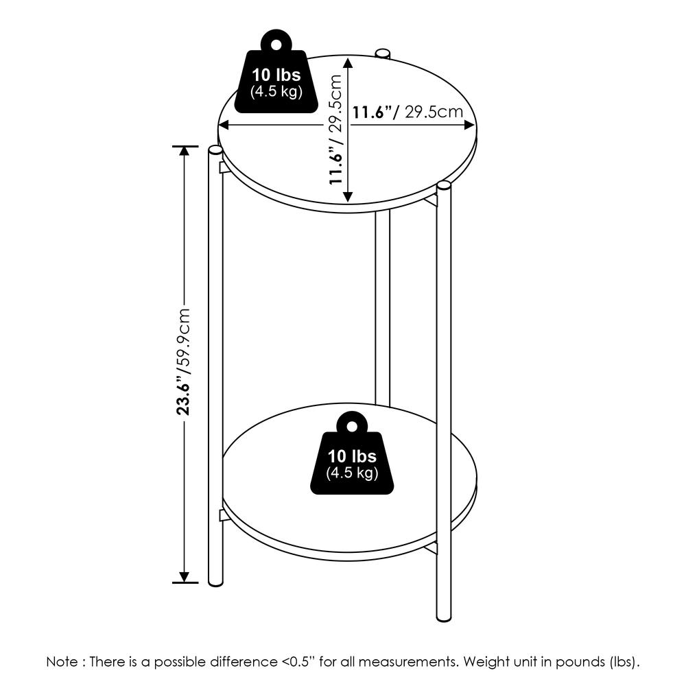Besi 2-Tier Modern Tall Round Side End Table, Marble White