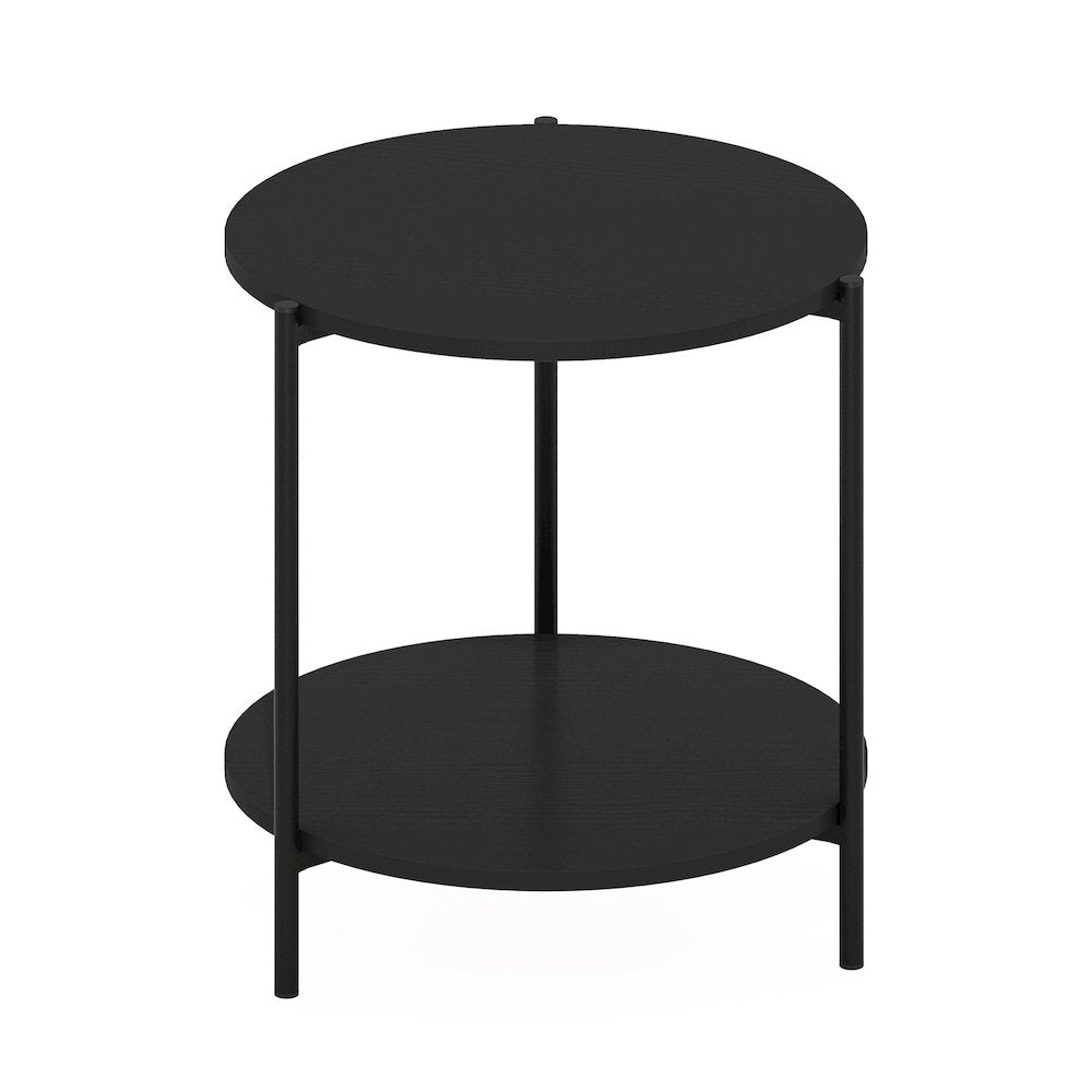 BESI Night Stand, 2-Tier Wide Round, Side Table, Americano