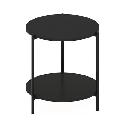 BESI Night Stand, 2-Tier Wide Round, Side Table, Americano