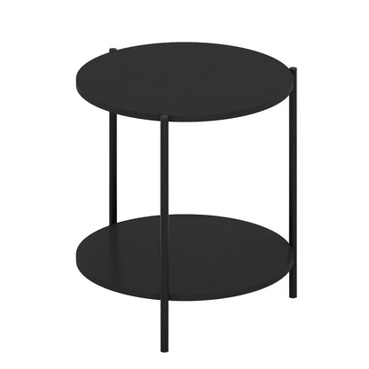 BESI Night Stand, 2-Tier Wide Round, Side Table, Americano