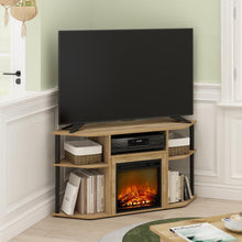 Open Storage Corner Fireplace TV Entertainment Center for TV up to 55 Inch