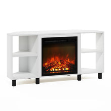 Jensen Corner Fireplace TV Stand with 4 Open Compartments, Solid White