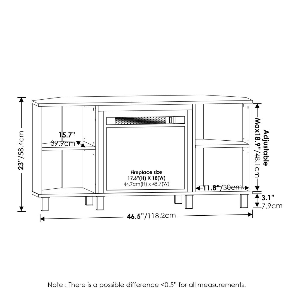 Jensen Corner Fireplace TV Stand with 4 Open Compartments, Solid White