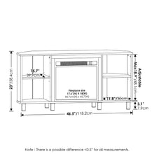 Jensen Corner Fireplace TV Stand with 4 Open Compartments, Solid White