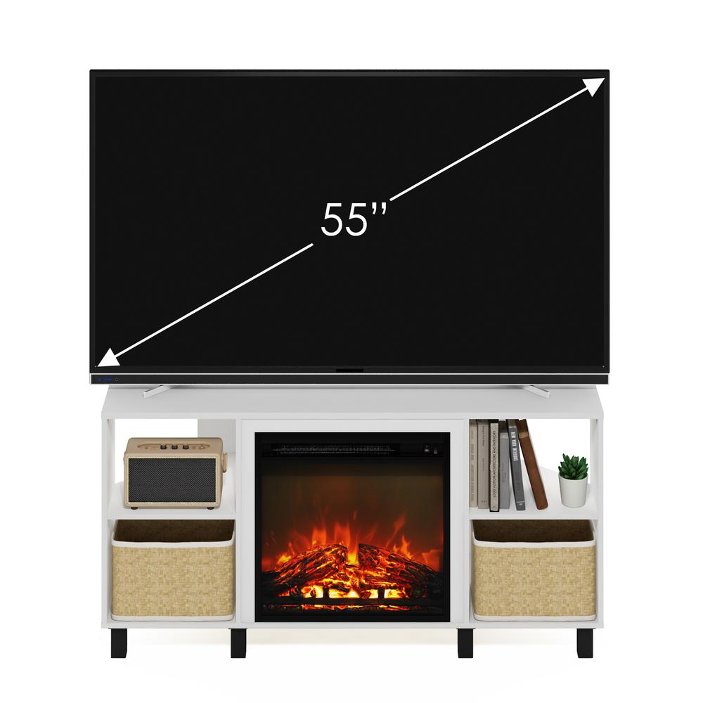 Jensen Corner Fireplace TV Stand with 4 Open Compartments, Solid White
