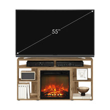 Jensen Corner TV Stand with Fireplace for TV up to 55 Inches, Flagstaff Oak