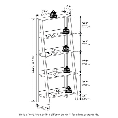 5-Tier Ladder Shelf, Bookshelf, Display Storage Shelves, Plain White