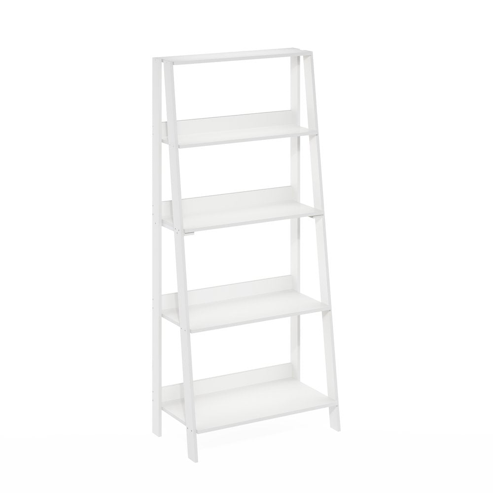 5-Tier Ladder Shelf, Bookshelf, Display Storage Shelves, Plain White