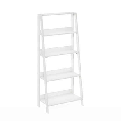 5-Tier Ladder Shelf, Bookshelf, Display Storage Shelves, Plain White