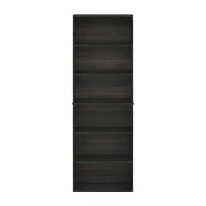 JAYA Simply Home Free Standing 6-Tier Open Storage Bookcase, Espresso