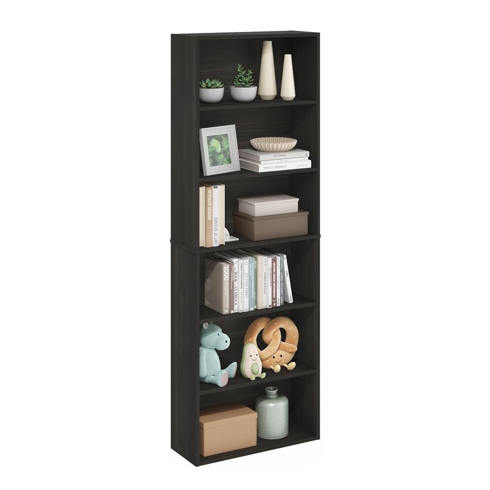 JAYA Simply Home Free Standing 6-Tier Open Storage Bookcase, Espresso