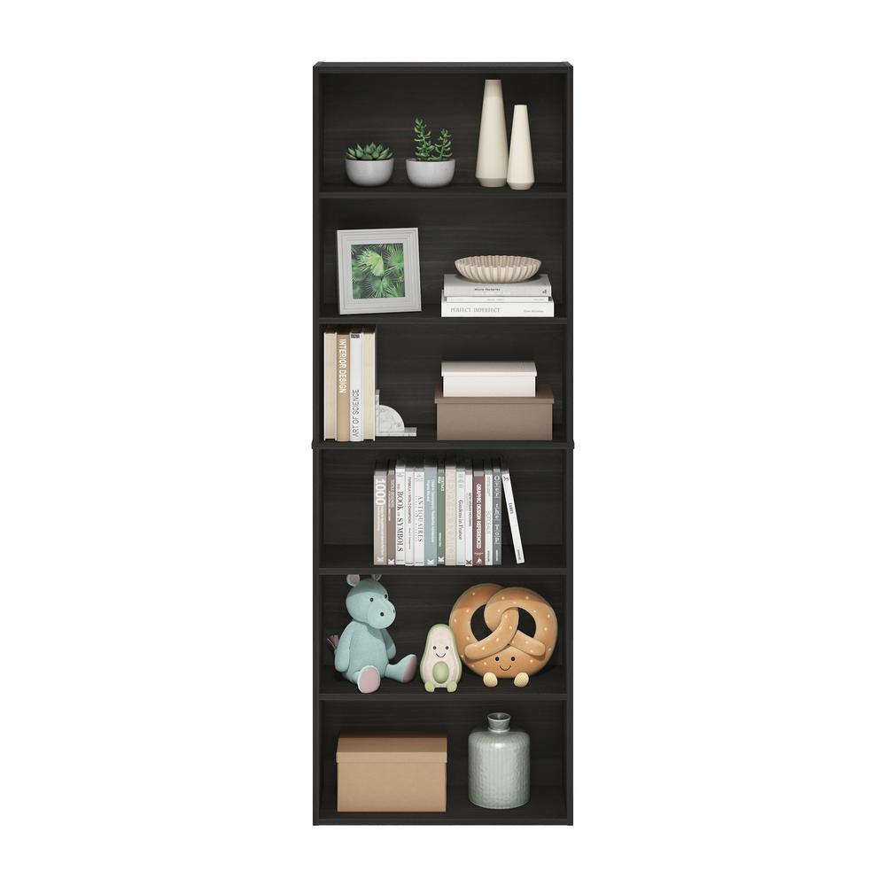 JAYA Simply Home Free Standing 6-Tier Open Storage Bookcase, Espresso