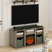 Fireplace TV Entertainment Center with Open Storage Compartment for TV up to 55"
