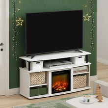 Open Shelving Storage Fireplace Entertainment Center for TV up to 55 Inch