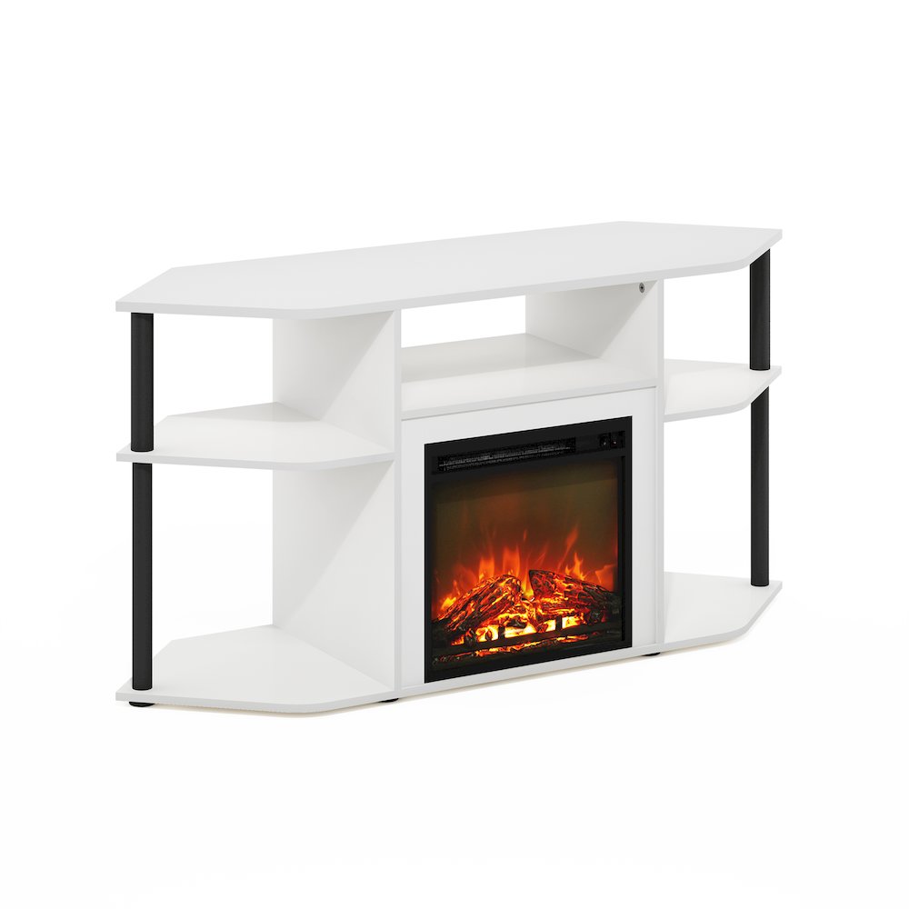 Fireplace TV Stand  for TV up to 55 Inch, with Open Shelves,Plain White