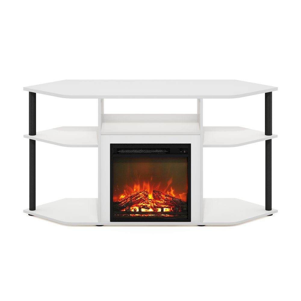 Fireplace TV Stand  for TV up to 55 Inch, with Open Shelves,Plain White