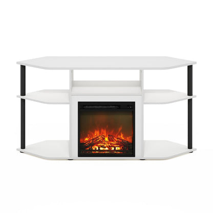 Fireplace TV Stand  for TV up to 55 Inch, with Open Shelves,Plain White