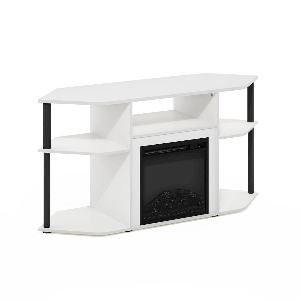 Fireplace TV Stand  for TV up to 55 Inch, with Open Shelves,Plain White