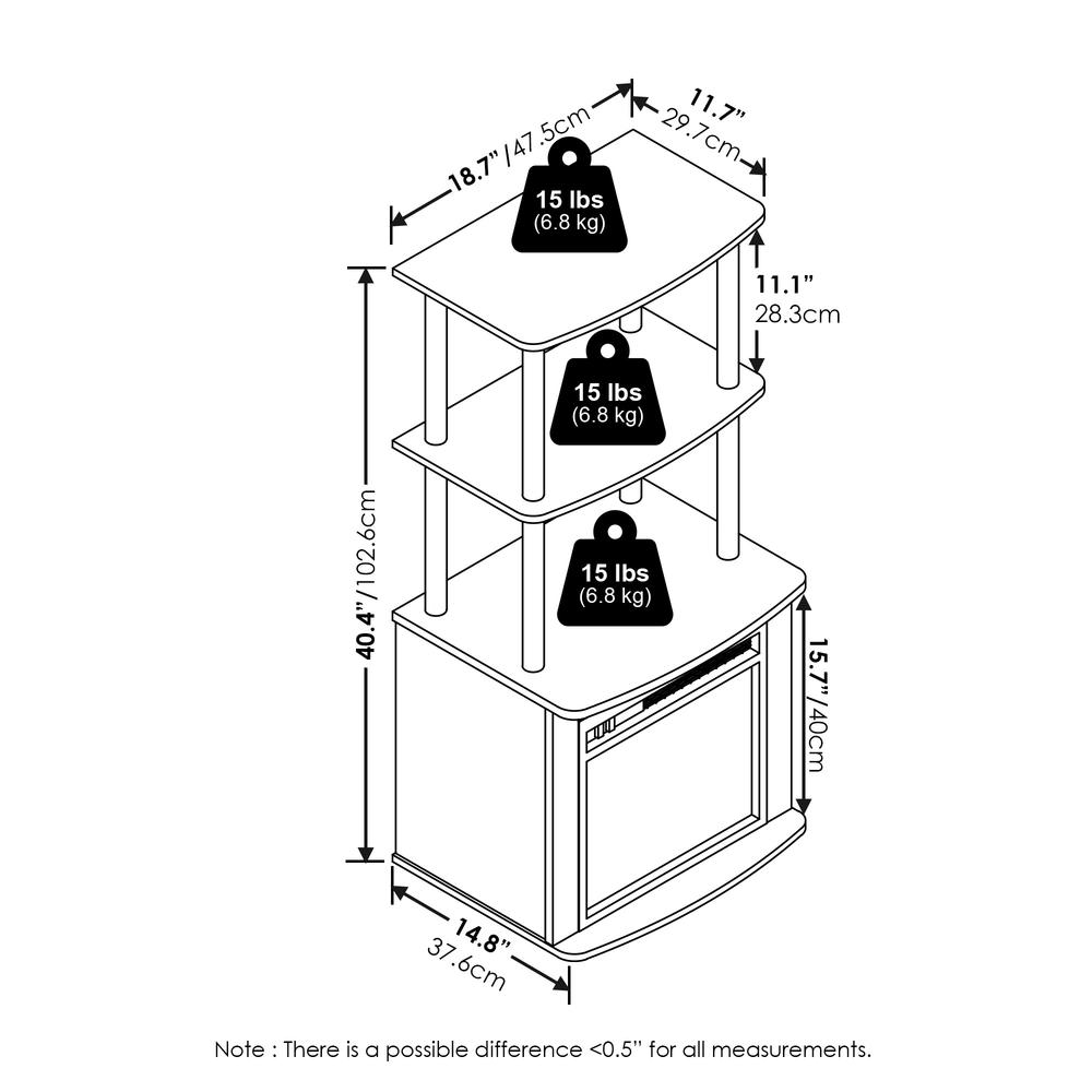 TV Entertainment Side Table Display Rack with Fireplace Insert