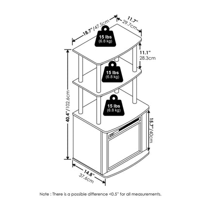 TV Entertainment Side Table Display Rack with Fireplace Insert