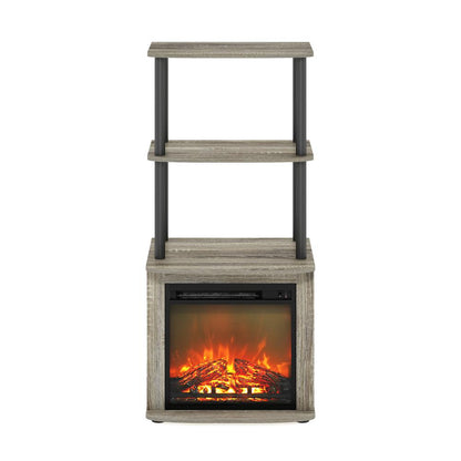 TV Entertainment Side Table Display Rack with Fireplace Insert