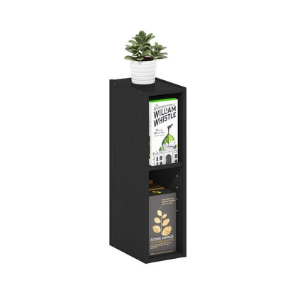 Fulda 2-Tier Space Saving Storage Shelf Bookcase, 6-Inch Width, Blackwood
