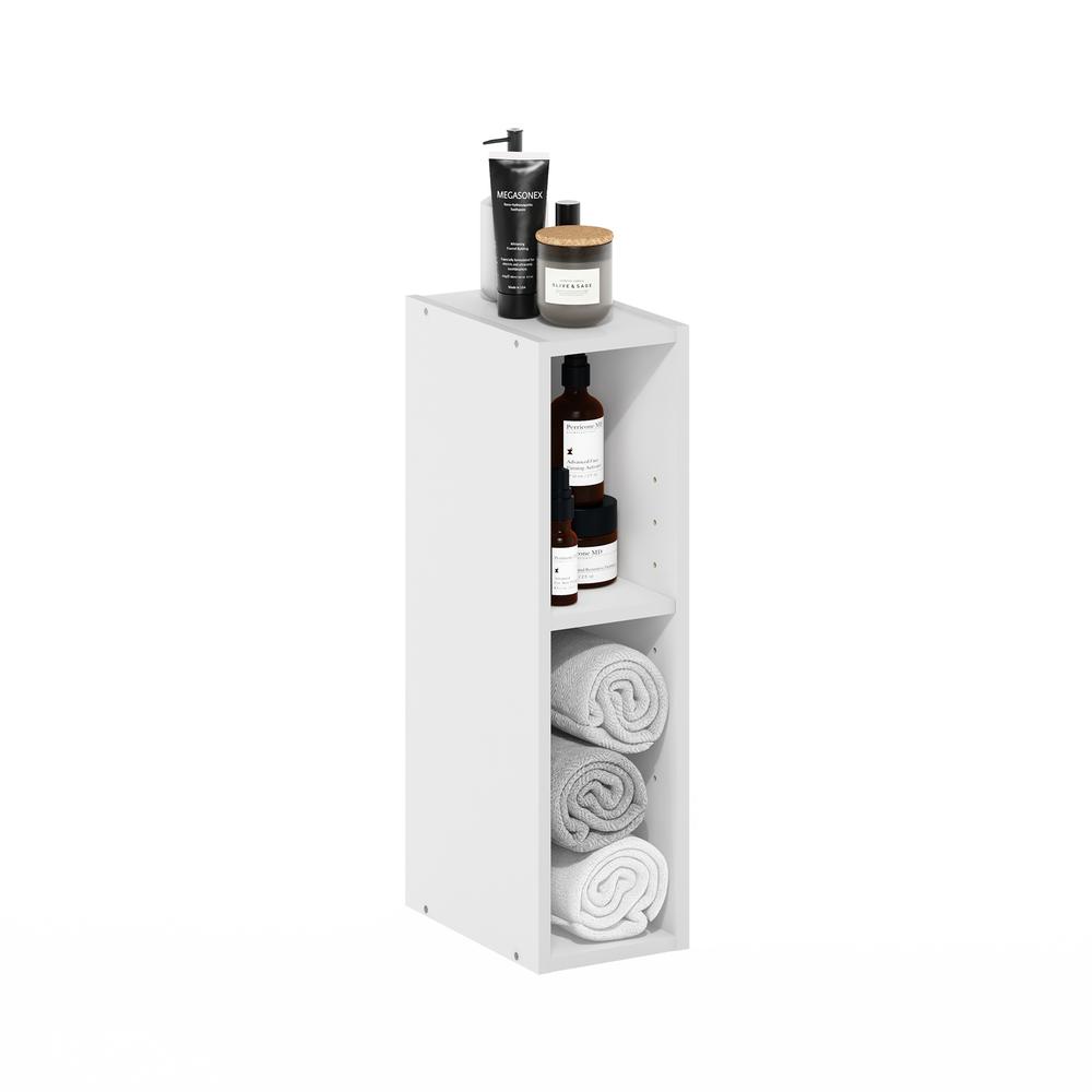 Fulda 2-Tier Space Saving Storage Shelf Bookcase, 6-Inch Width, White