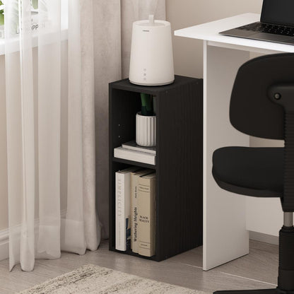 Fulda 2-Tier Space Saving Storage Shelf Bookcase, 8-Inch Width, Blackwood