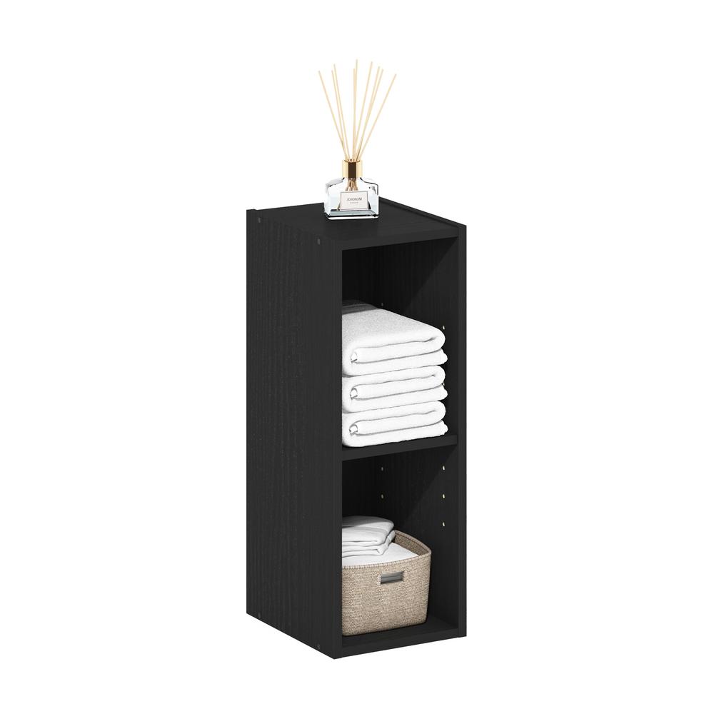 Fulda 2-Tier Space Saving Storage Shelf Bookcase, 8-Inch Width, Blackwood